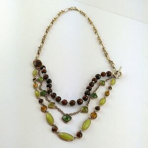 Green ,Gold, and brown boho statement necklace
